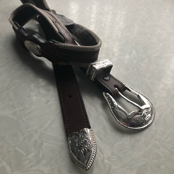 Cruel Girl brown leather belt with metal accents CLOSET CLEAR OUT - Picture 1 of 4
